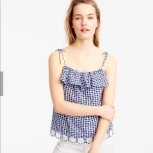🌼🌺NWT J. CREW GINGHAM TANK WITH RUFFLES 🌺🌼
